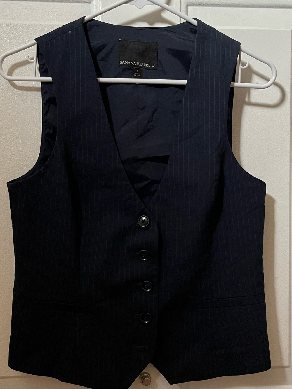 Banana Republic Dark Navy Pinstripe Women's Tailored Vest